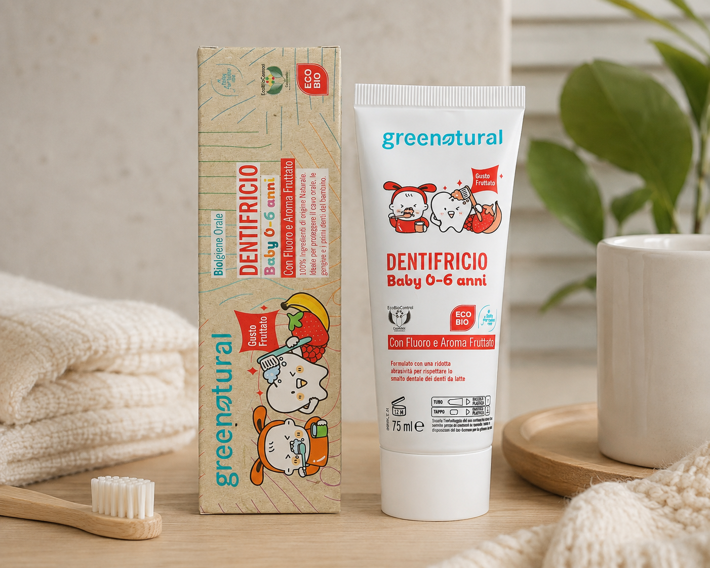 Greenatural Dentifricio Baby 0-6 anni con fluoro