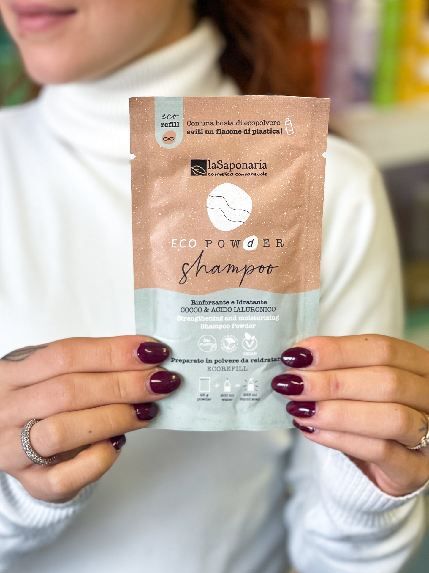 La Saponaria Eco-Shampoo in polvere Idratante - Cocco e Acido Ialuronico