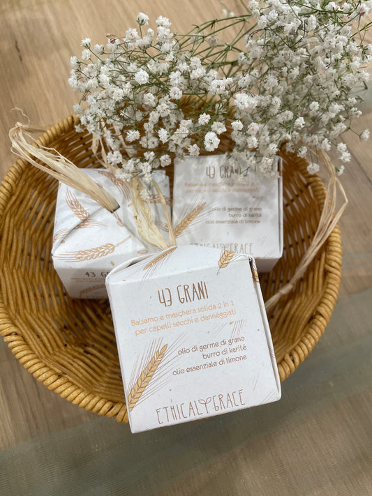 Ethical Grace | 43 Grani Balsamo & Maschera Solido 2 in 1 – Nutriente e Riparatore Capelli Secchi
