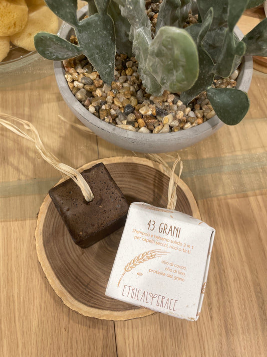 Ethical Grace | 43 Grani – Shampoo + Balsamo Solido 2 in 1 per capelli secchi, ricci o tinti