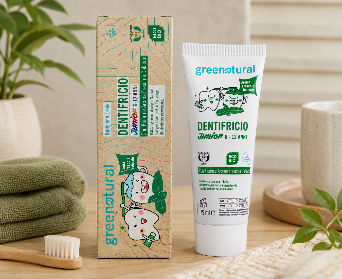 Greenatural Dentifricio Junior 6-12 anni con fluoro